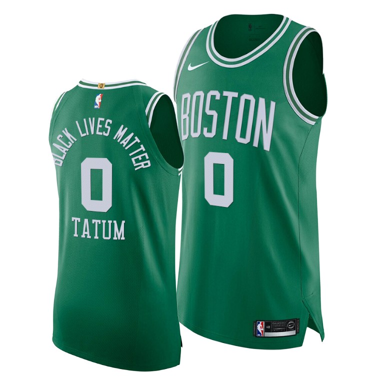 Men's Boston Celtics Jayson Tatum #0 2020 Orlando Playoffs Social Justice Green black lives matter Jersey 2401USGE